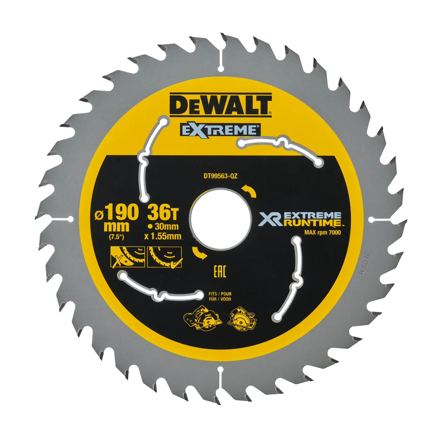 Gráfico que muestra la marca DEWALT XTREME Sub-Compact Series con el eslogan 'Compacto y lleno de rendimiento' sobre un fondo amarillo.