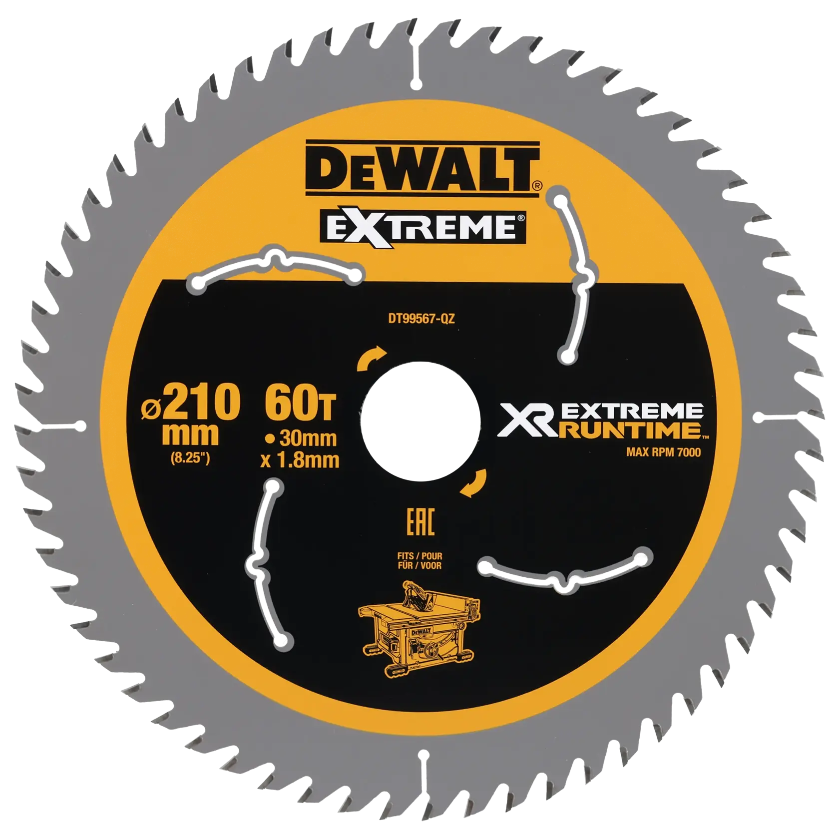 Gráfico que muestra la marca DEWALT XTREME Sub-Compact Series con el eslogan 'Compacto y lleno de rendimiento' sobre un fondo amarillo.