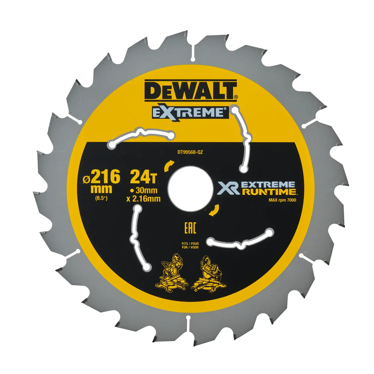 DeWalt Hojas para Sierra Circular Estacionaria XR EXTREME RUNTIME  216mm x 30mm 24D 7º · DT99568-QZ