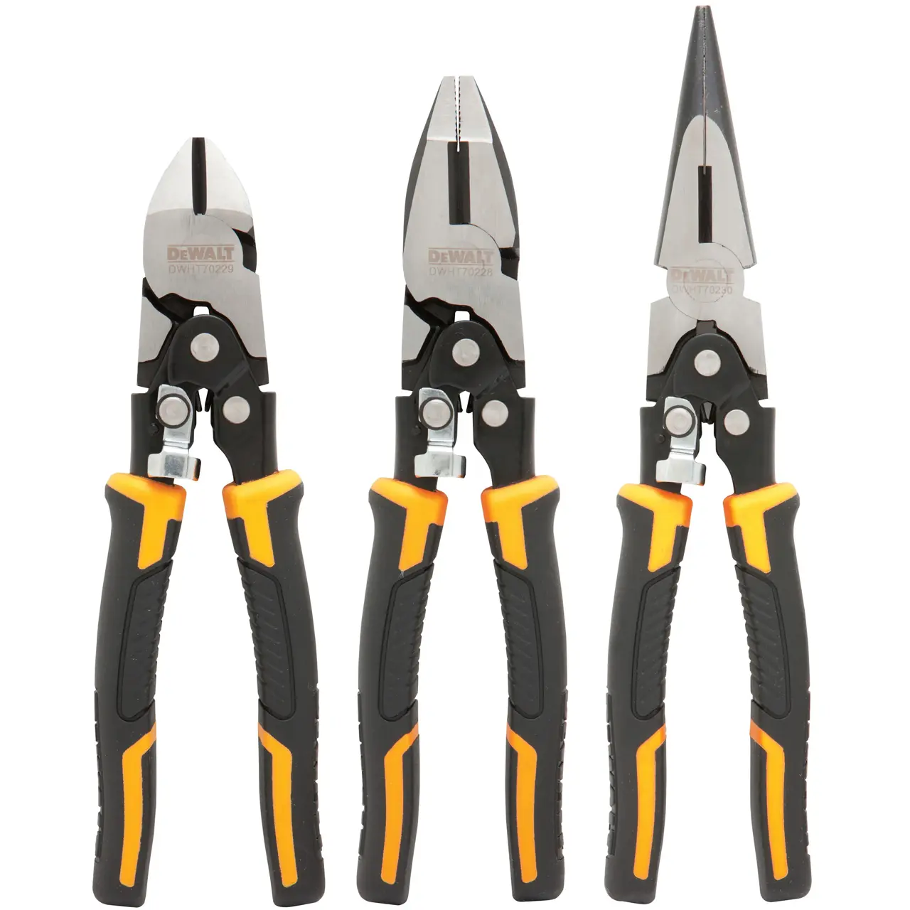 Logotipo de DEWALT en letras negras y audaces centrado sobre un fondo blanco.