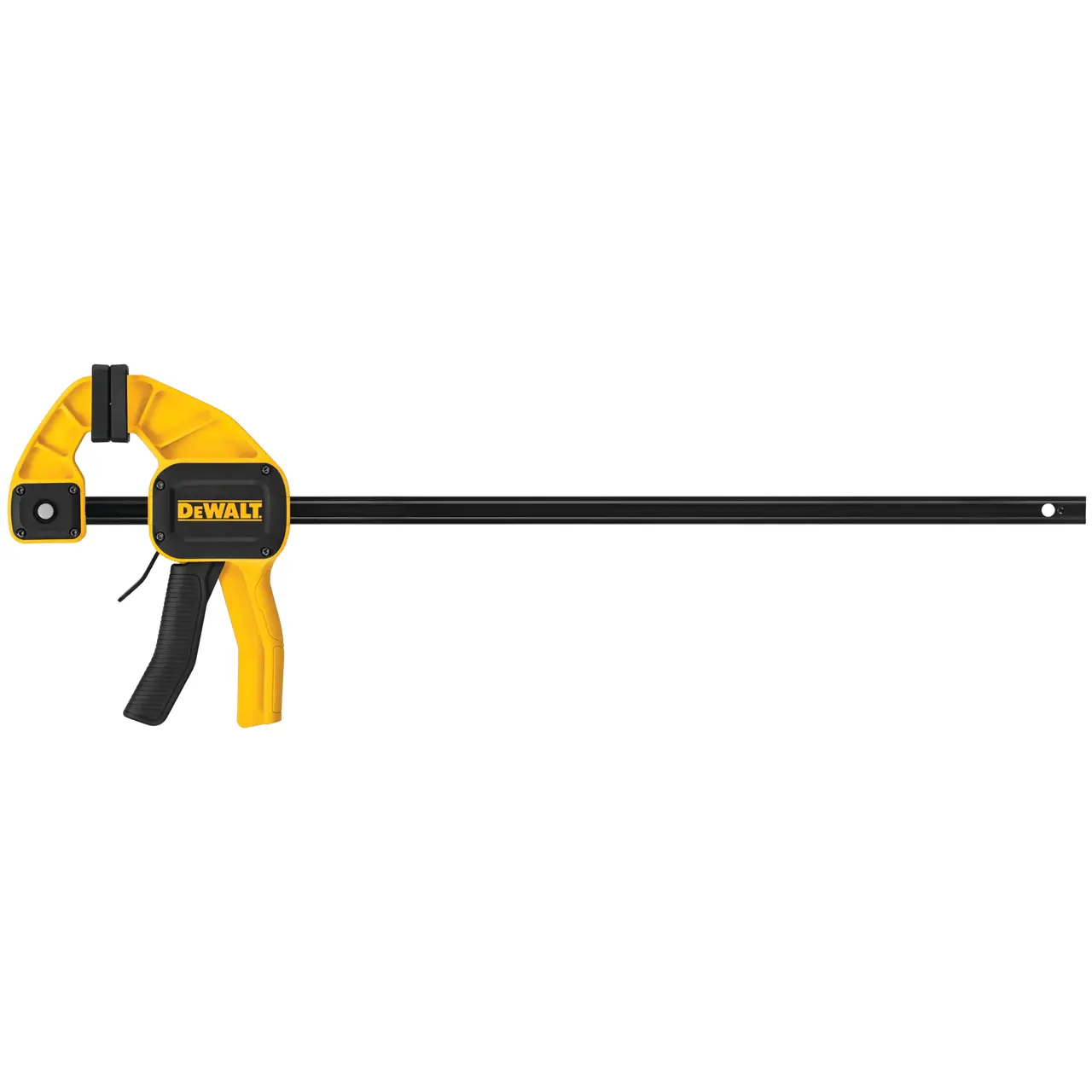 Logotipo de DEWALT en letras negras y audaces centrado sobre un fondo blanco.