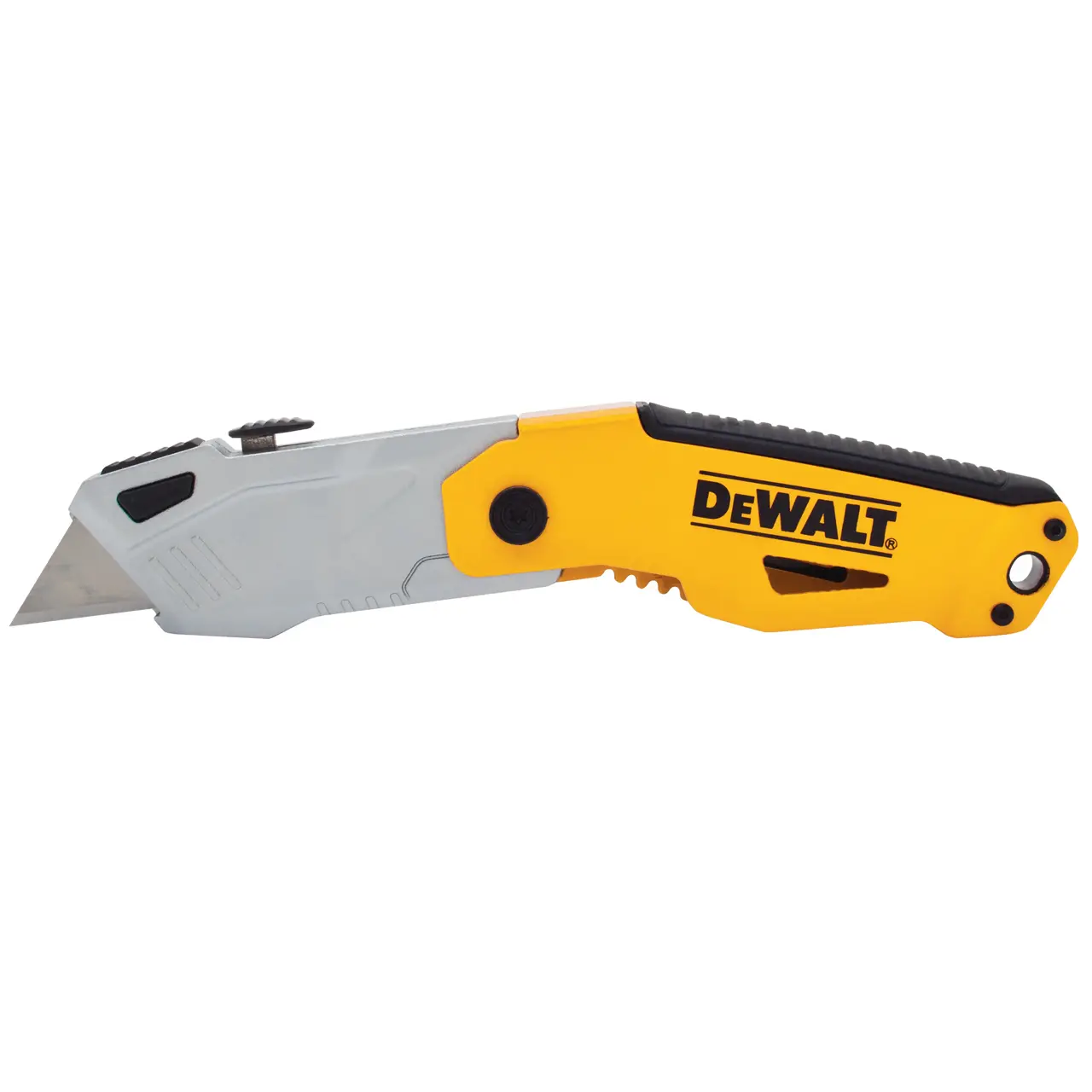 Logotipo de DEWALT en letras negras y audaces centrado sobre un fondo blanco.