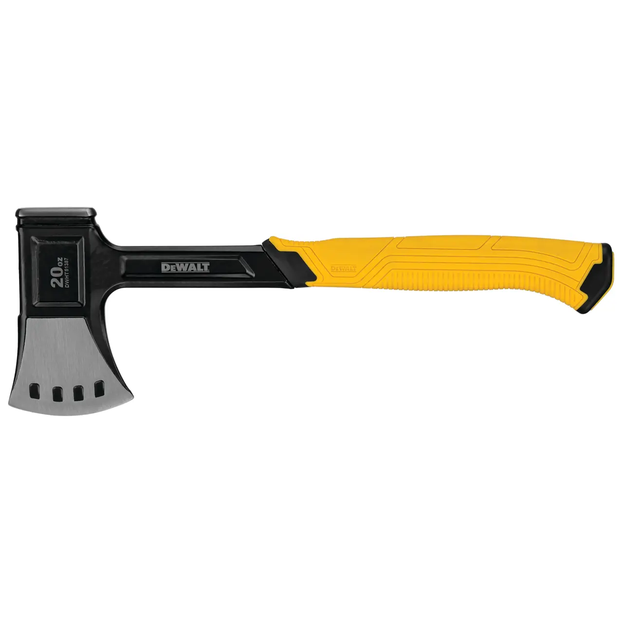 Logotipo de DEWALT en letras negras y audaces centrado sobre un fondo blanco.