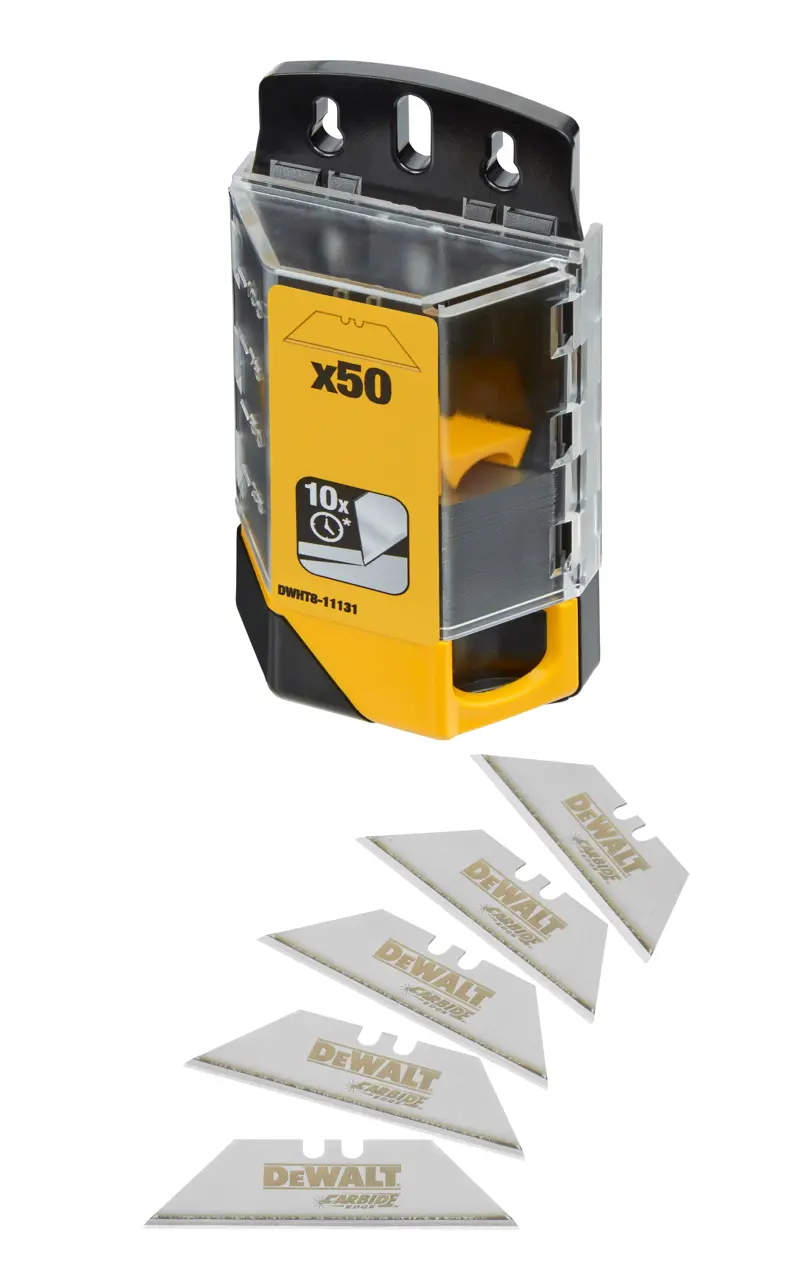 DeWalt Hojas de cuchillo trapezoidales 50pz. Borde de carburo de tungsteno · DWHT8-11131