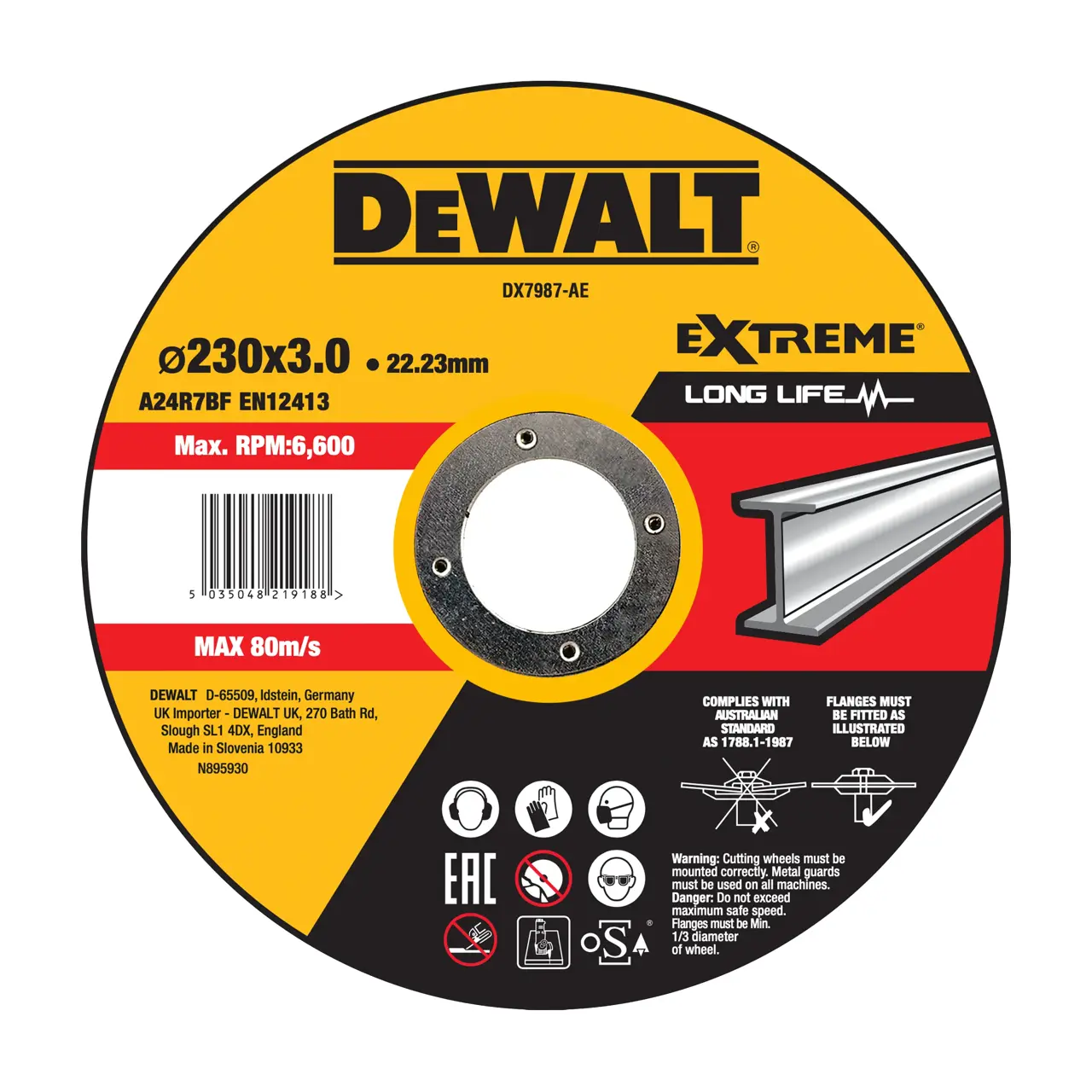 DeWalt Disco de corte concavo para metal 230 x 3 x 22.23mm · DX7987-AE